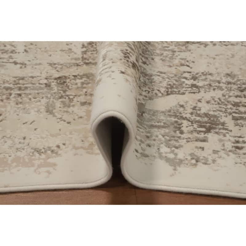 Machine Made Oriental Polyester Carpet Modern Abstract Beige & Ivories Abstract Area Rug - 7' 9'' X 5' 2''