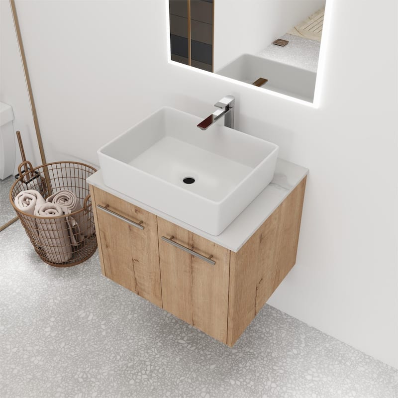 Bathroom Vanity With Sink In 24/30 Inch, Floating Bathroom Vanity With Soft Close Door - 23.6"W x 18.9"D - IMO with sink-110