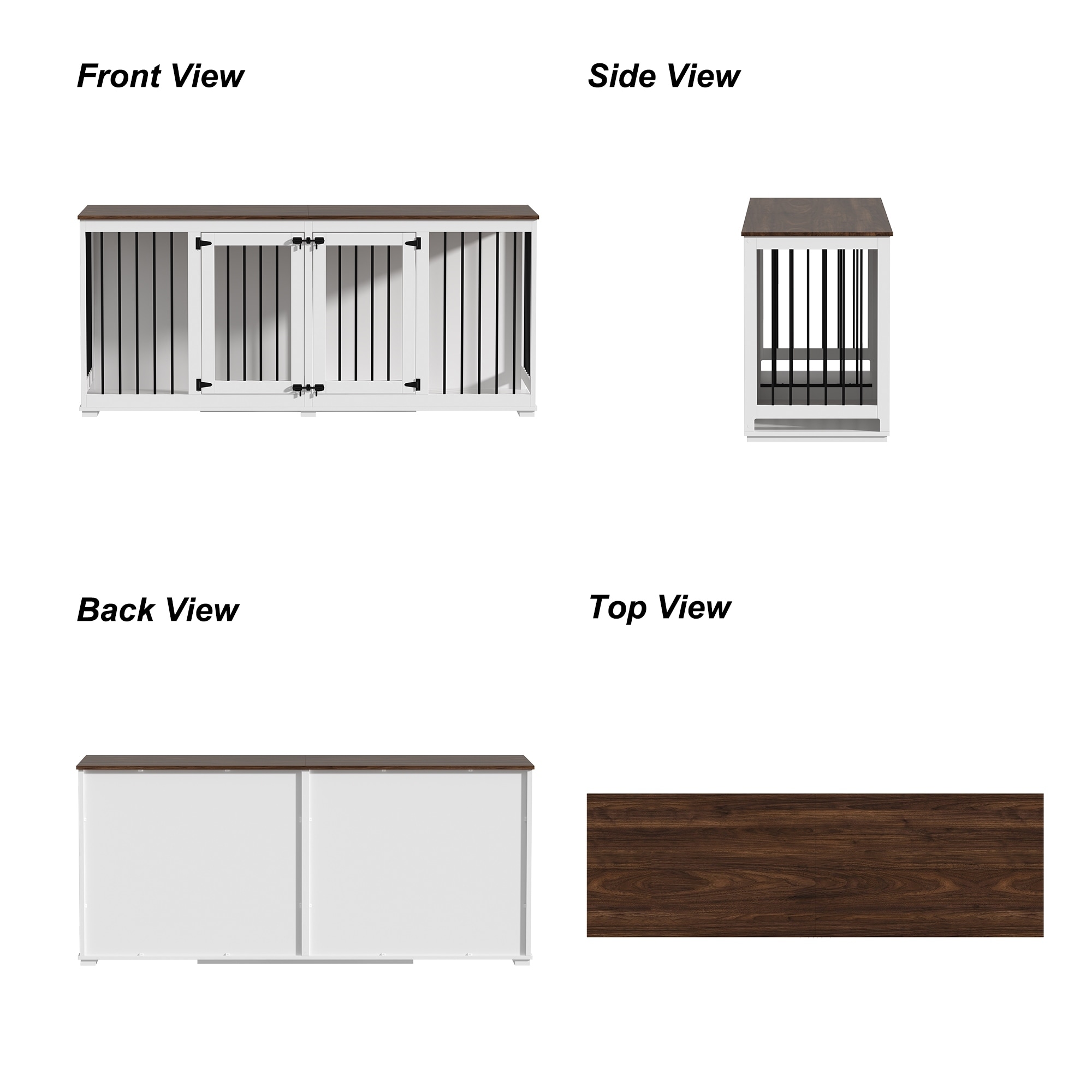Indoor Furniture Style Dog Kennel with Removable Divider for 2 Dogs