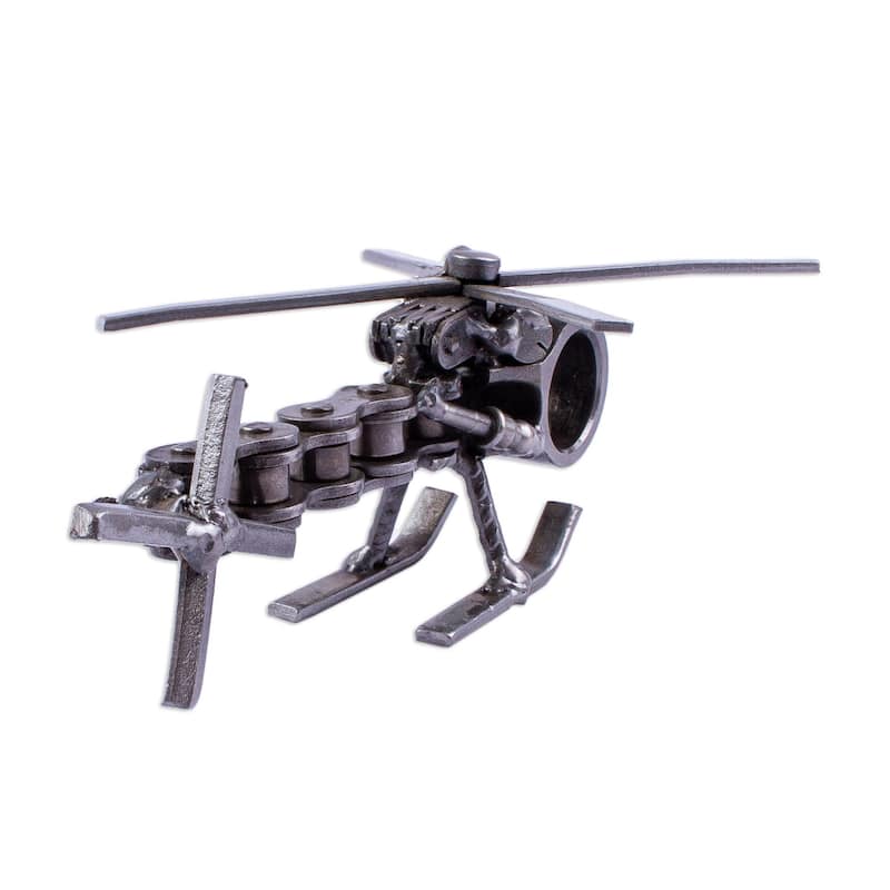 Novica Handmade Rustic Helicopter Upcycled Auto Part Sculpture