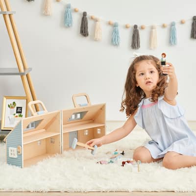 Olivia's Little World Quaint Portable Doll Cottage - Blue