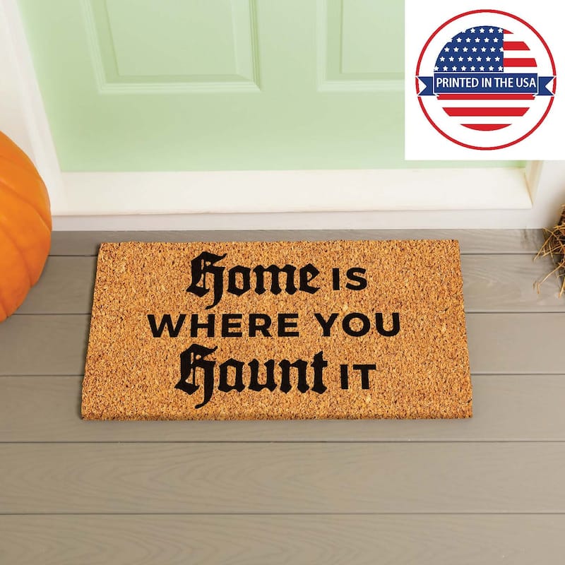 16 in. x 28 in. Nature Coir Halloween Greeting "Home is Where You Haunt It" Door Mat