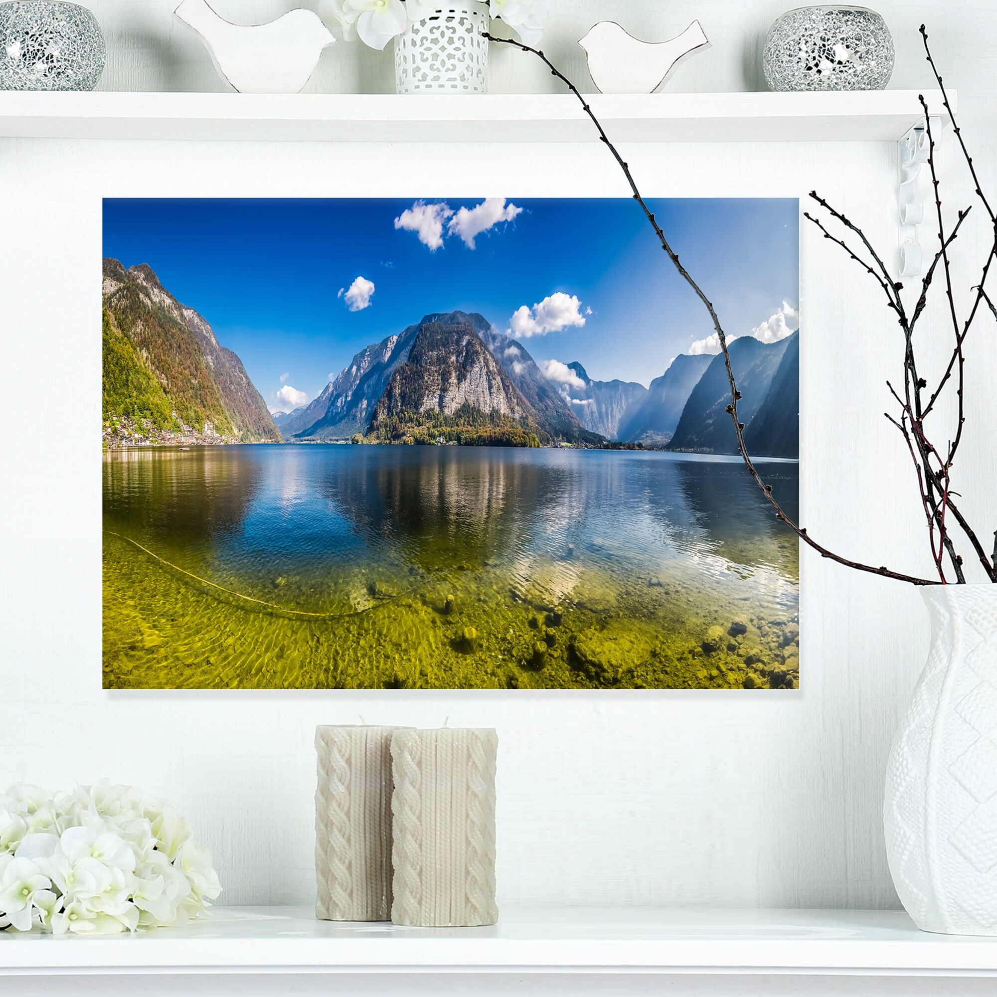 Crystal Clear Alpine Lake Landscape Art by Designart  -image