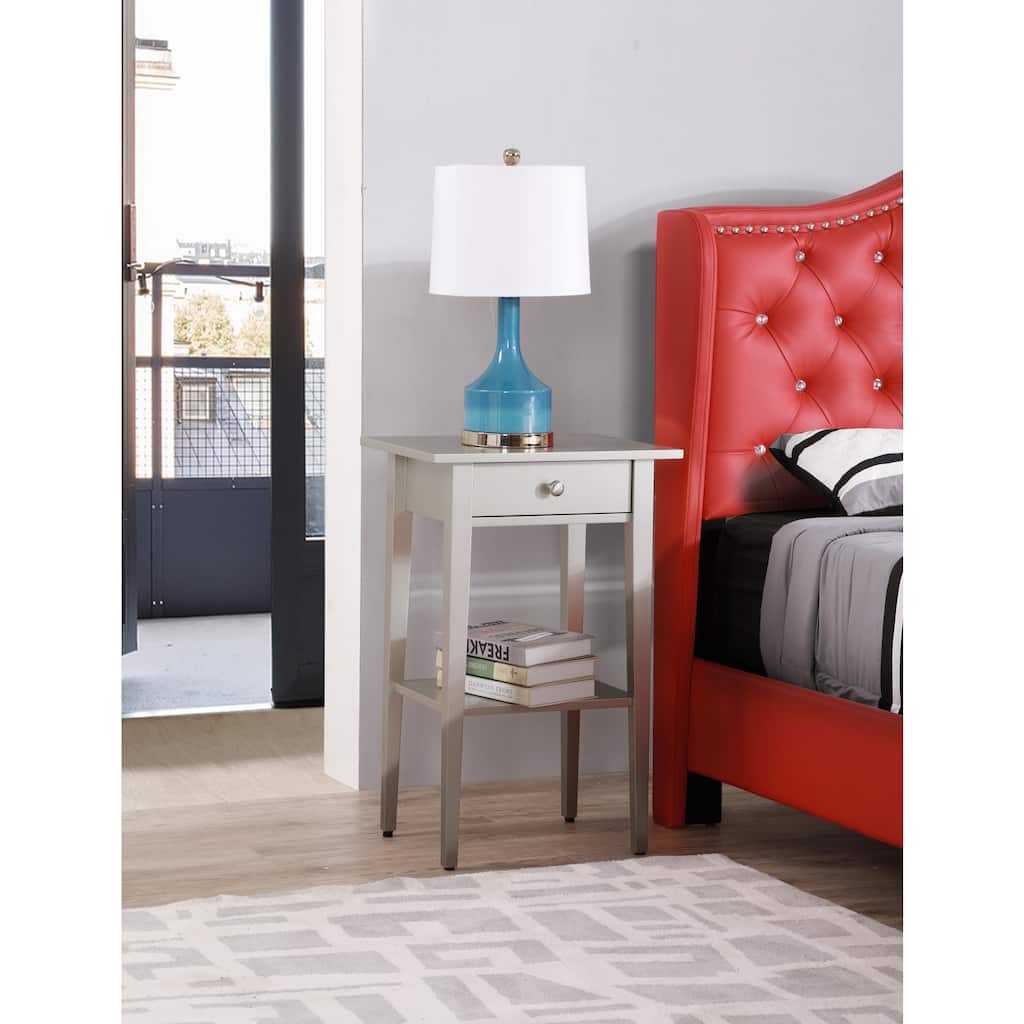 Gray Mid-Century Modern 2-Drawer Nightstand - Sleek Compact Bedroom Storage Solution