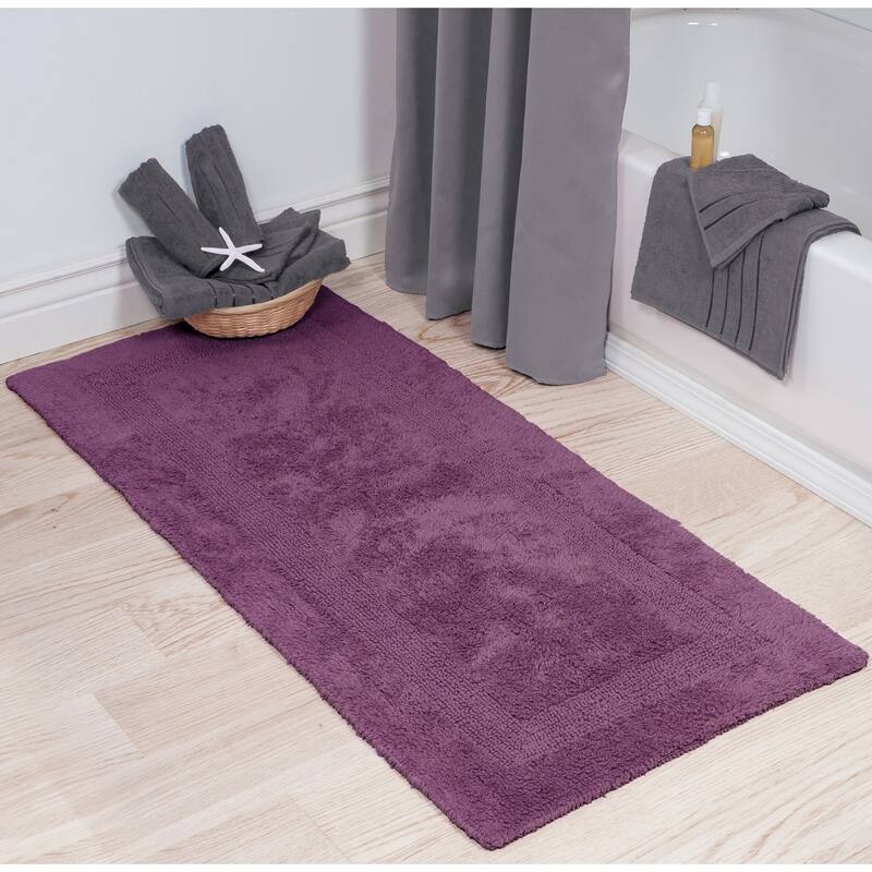 Bath Mat - 60x24-Inch Plush Cotton Bathroom Runner by Windsor Home - Purple