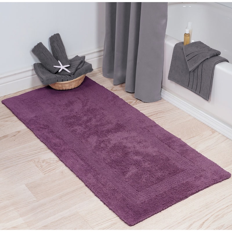 Bath Mat - 60x24-Inch Plush Cotton Bathroom Runner by Windsor Home - Purple