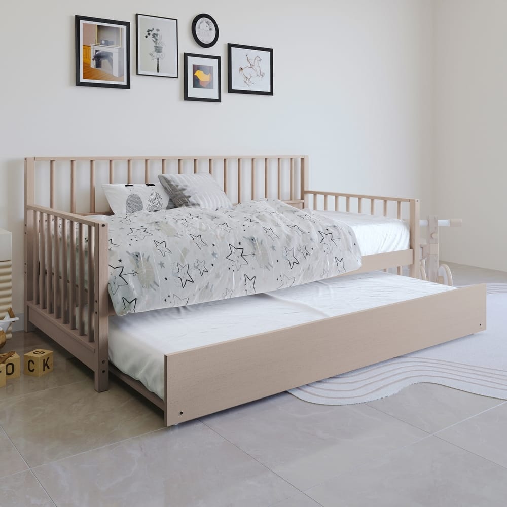 CraftPorch Classic Wooden Twin Size Daybed With Trundle
