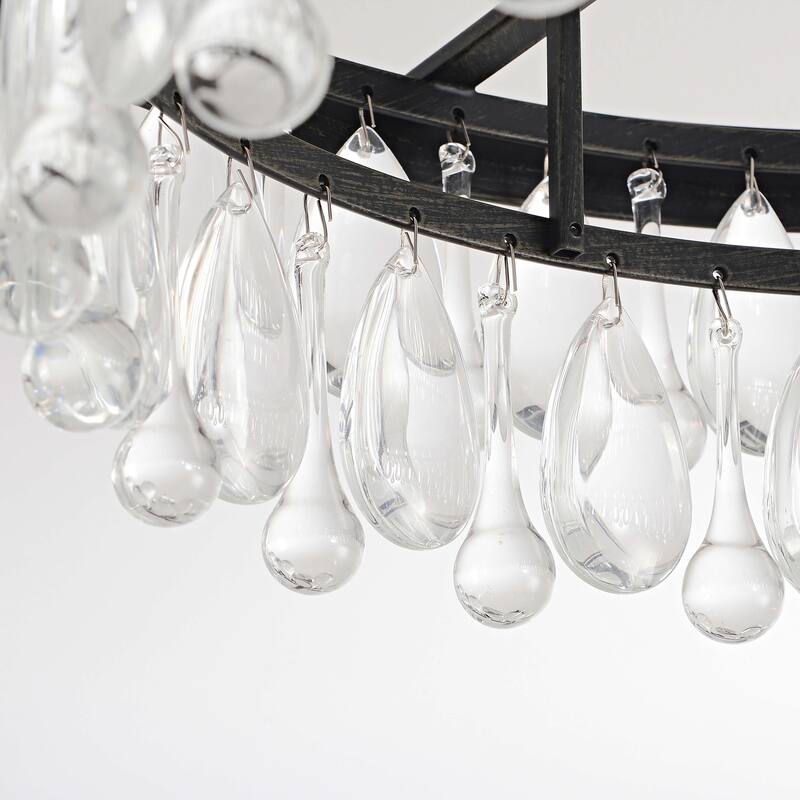 Viviana 4-light Crystal Teardrop Round Flush Mount