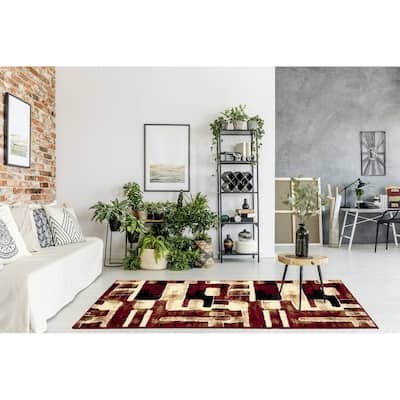 Porch & Den Kimy Red Geometric Graphic Area Rug