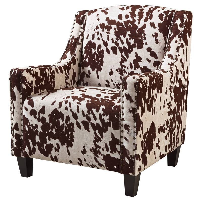Elysabeth Cow Print Velvet Club Chair by Christopher Knight Home - 32.75"L x 29.25"W x 37.5"H