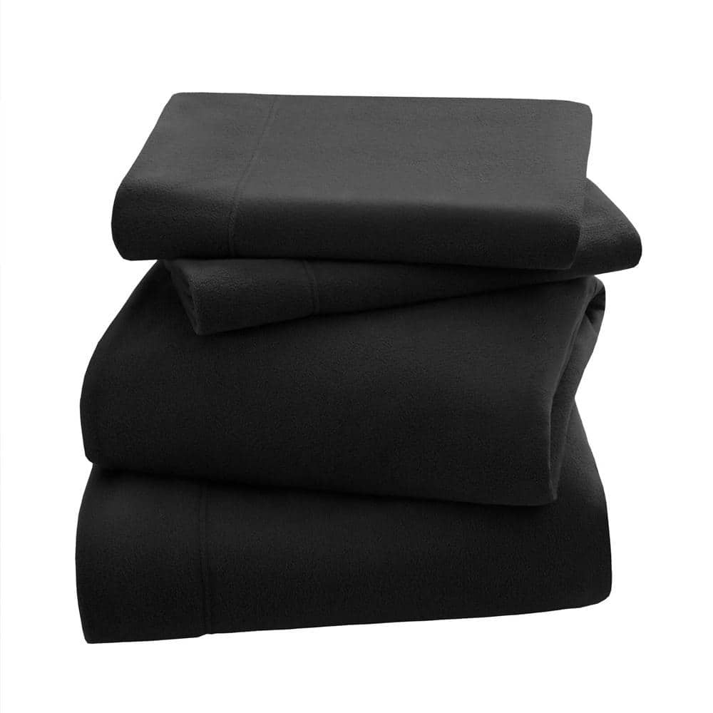 Full Micro Fleece Anti-Pill Deep Pocket Sheet Set Black - On Sale - Bed ...
