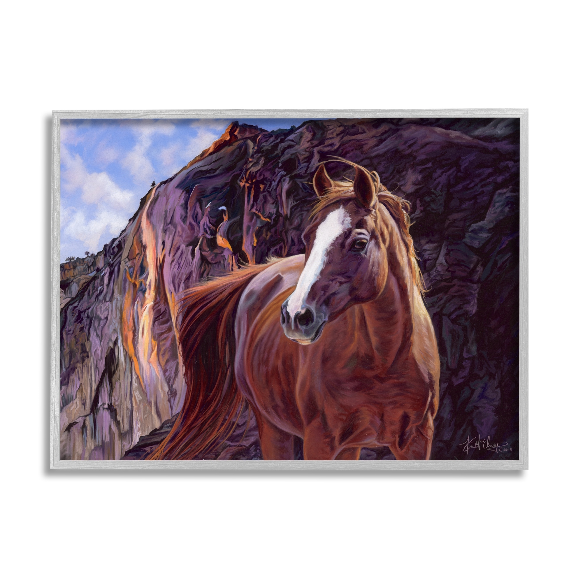Stupell Horse by Cliffs Landscape Framed Giclee Art Design by Spirit Horse