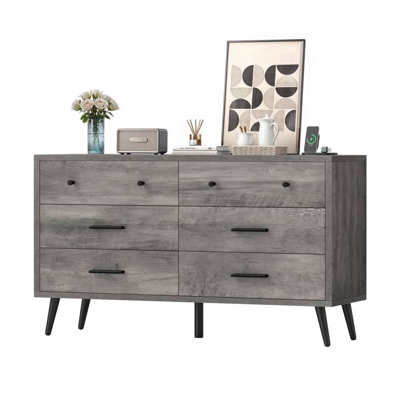 Moasis 47" W 6 Drawers Double Dresser for Bedroom, Chests of drawers