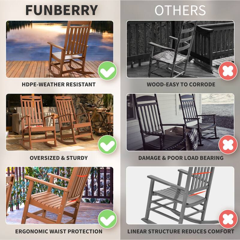 Vrakae All Weather Outdoor High Back Rocking Chair