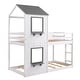 preview thumbnail 6 of 15, White Twin over Twin Solid Wood Bunk Bed with Roof, Window, and Guardrail