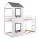 preview thumbnail 6 of 15, Wood Bunk Bed with Roof, Window, Guardrail, Ladder, White