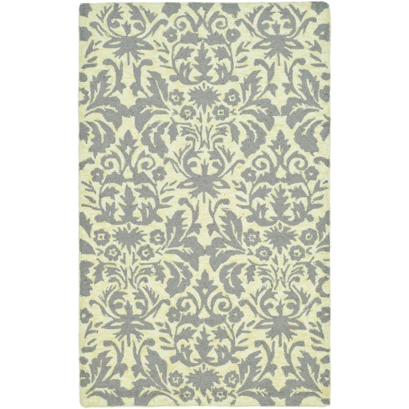 SAFAVIEH Handmade Chelsea Duschka French Country Wool Rug - 2'9" x 4'9" - Beige Yellow/Grey