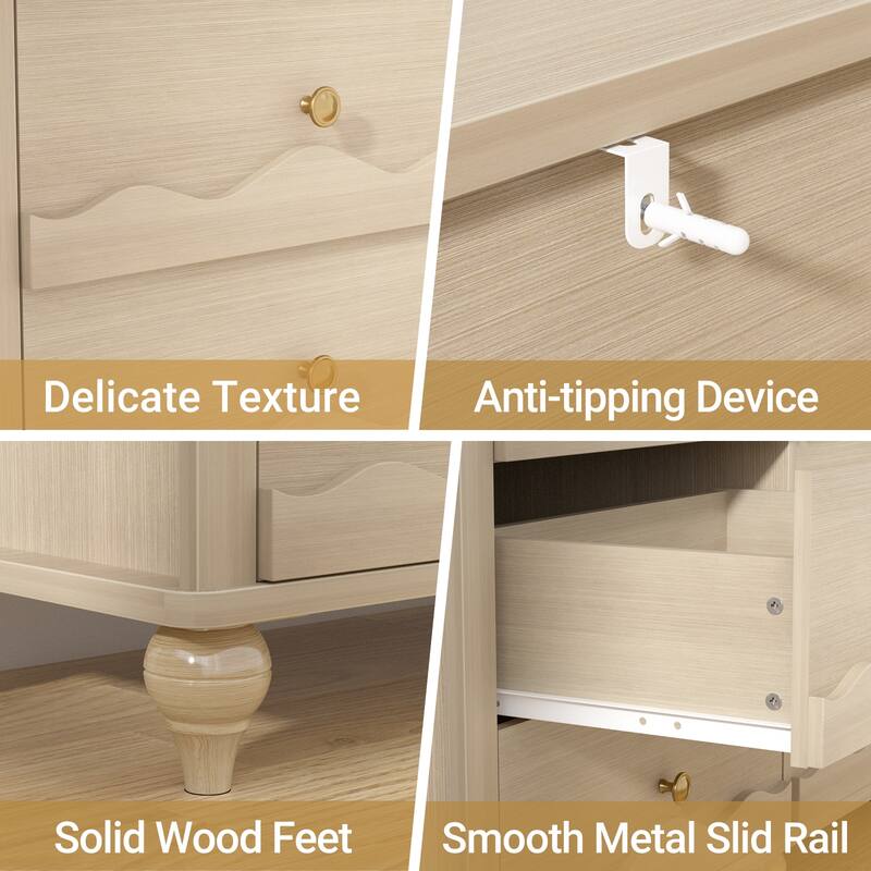 Modern 9-Drawer Dresser Closet Organizer, 63-In Chest of Drawers TV Stand