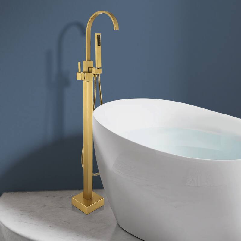 Topcraft Floor Mounted Bathtub Filler with Handheld Showerhead