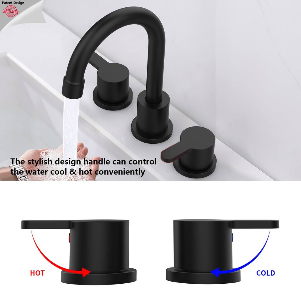 2 Handle 360° Swivel Bathroom Sink Faucet with Pop Up Drain Assembly, Aerator, Anti Fingerprint, Splash Proof, Water Saving