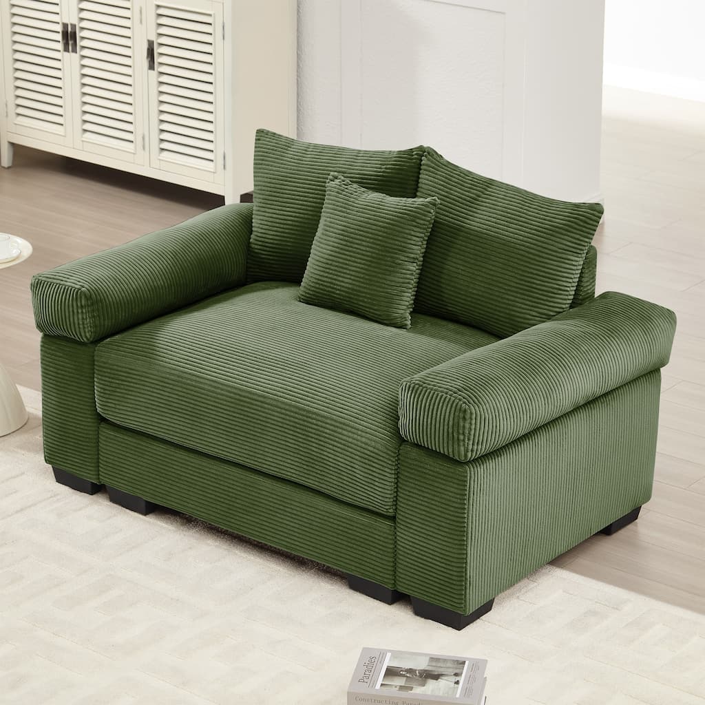 GDFStudio - Soft Corduroy 1-Seater 54.3" Sofa Chair with Extra-Thick Armrests