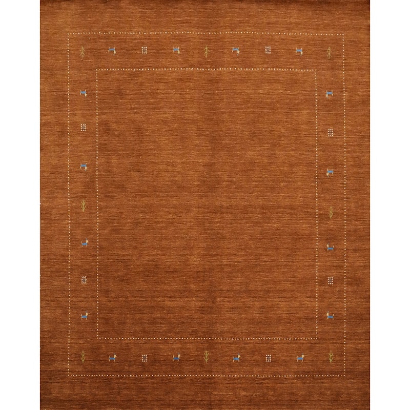 Hand Knotted Oriental 100% Wool Carpet Tribal Animal Pictorial Brown Gabbeh Area Rug - 8' 0'' X 8' 3''