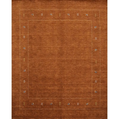 Hand Knotted Oriental 100% Wool Carpet Tribal Animal Pictorial Brown Gabbeh Area Rug - 8' 0'' X 8' 3''