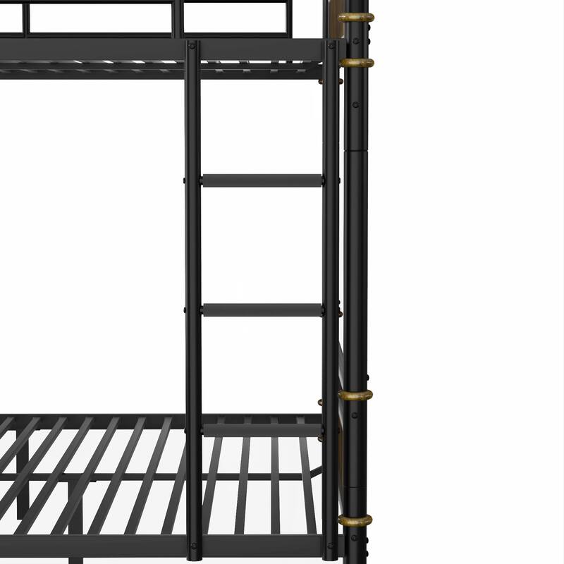 over Metal Bunk Bed, Industrial Detachable Bunkbeds with Safety Guard Rails