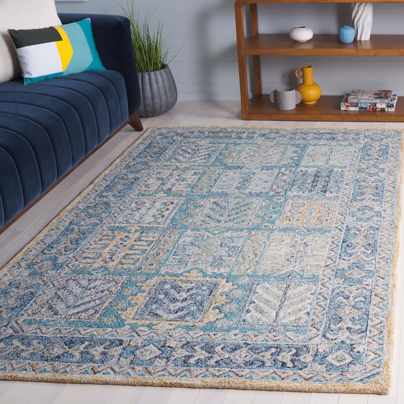 SAFAVIEH Handmade Metro Mizka French Country Wool Rug - 4' x 6' - Teal/Blue