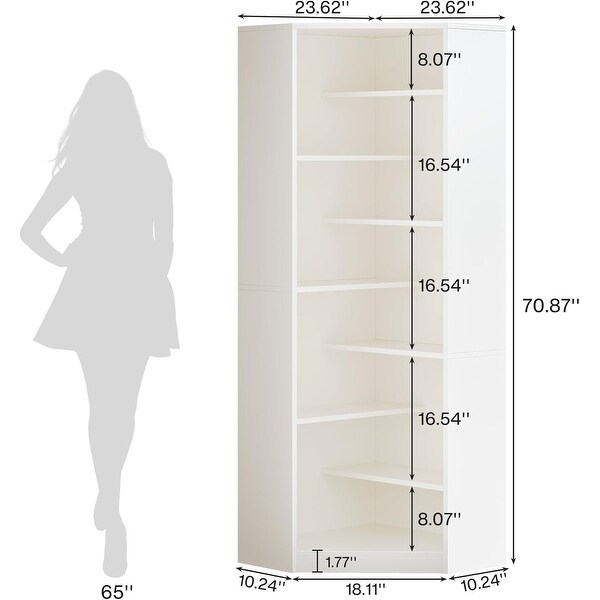 71 Inches White Wooden Corner Shoe Storage Cabinet, 8-Tier Shoe