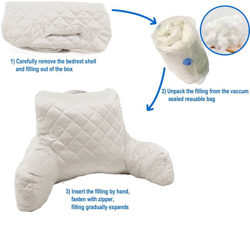 Velvet Do-It-Yourself Bedrest Reading Pillow Cover and Filling