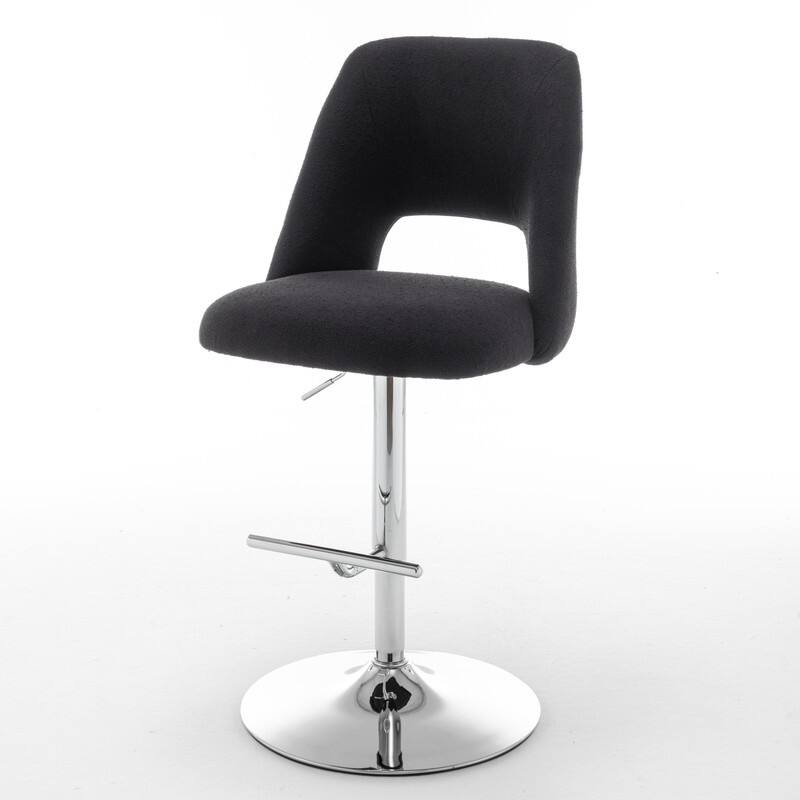 Best Quality Furniture Adjustable Textured Fabric Barstools with Chrome Finish Base (Set of 2)
