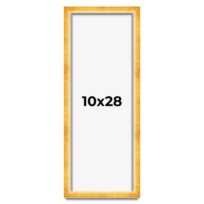 10x28 Shadow Box Frame Gold | 1.625 Inches Deep Real Wood Traditional