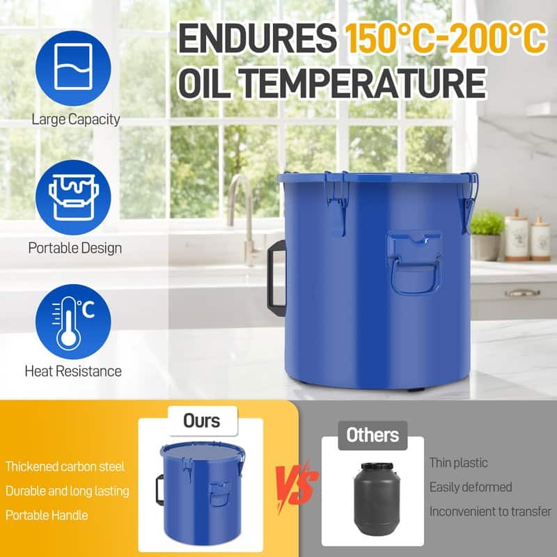 8 Gallon Fryer Oil Disposal Carbon Steel Fryer Grease Bucket