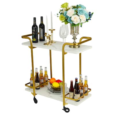 2 Tier bar cart With black wheels