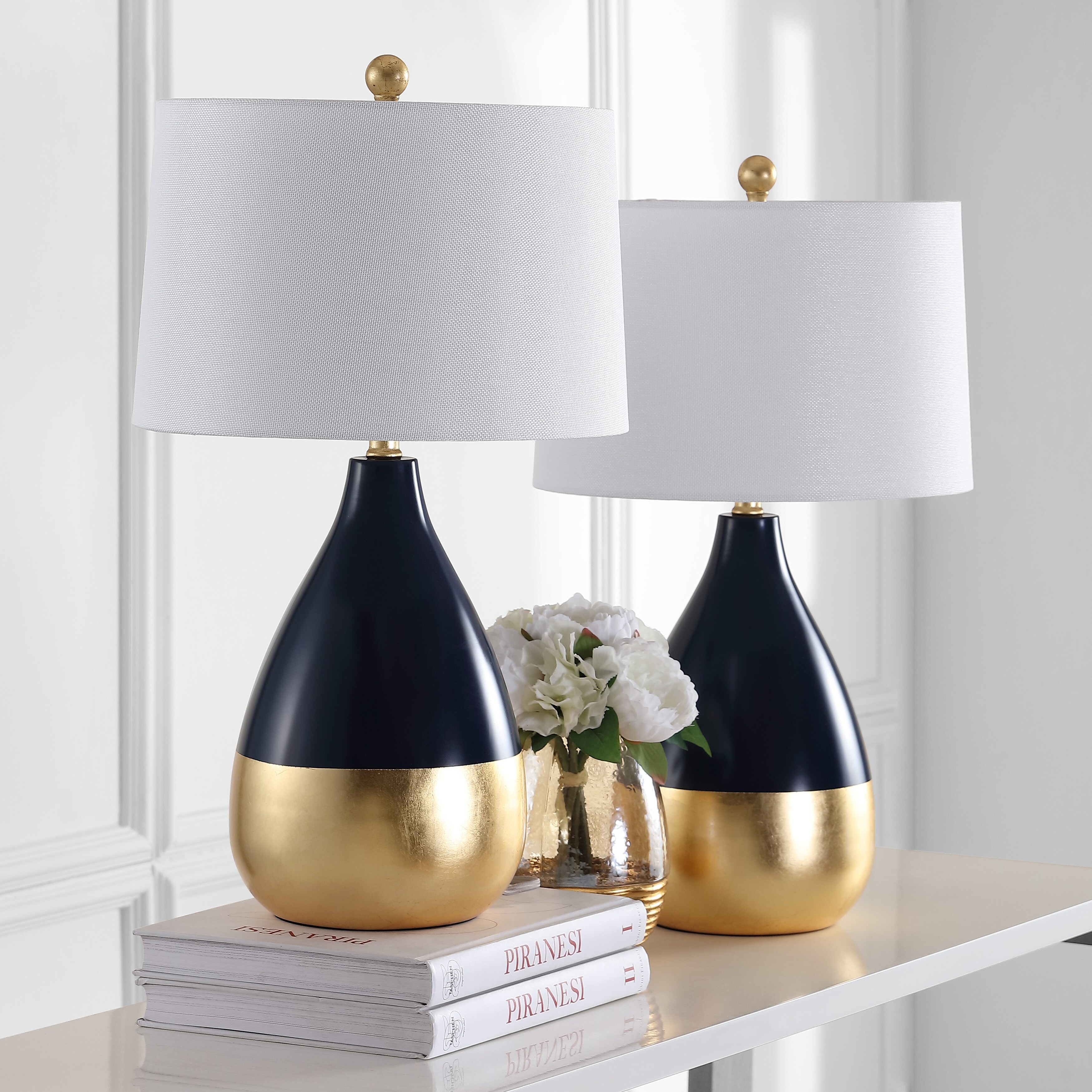 navy and gold lamp