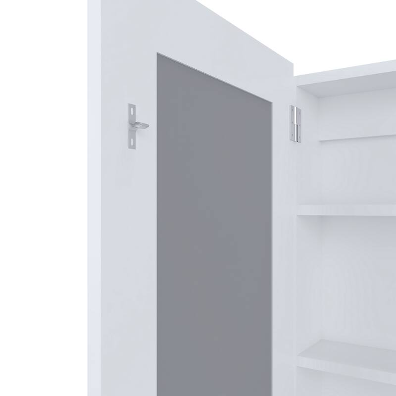 Compact Wall-Mounted Bathroom Medicine Cabinet with Mirror, 1 Door & 3 Shelves, Engineered Wood