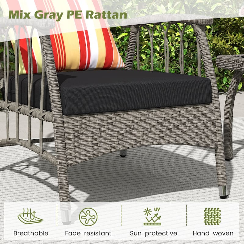 3-Piece Outdoor Patio Set with Galvanized Metal Frame Adjustable Chairs and Coffee Table - 19" x 19" x 16.5"