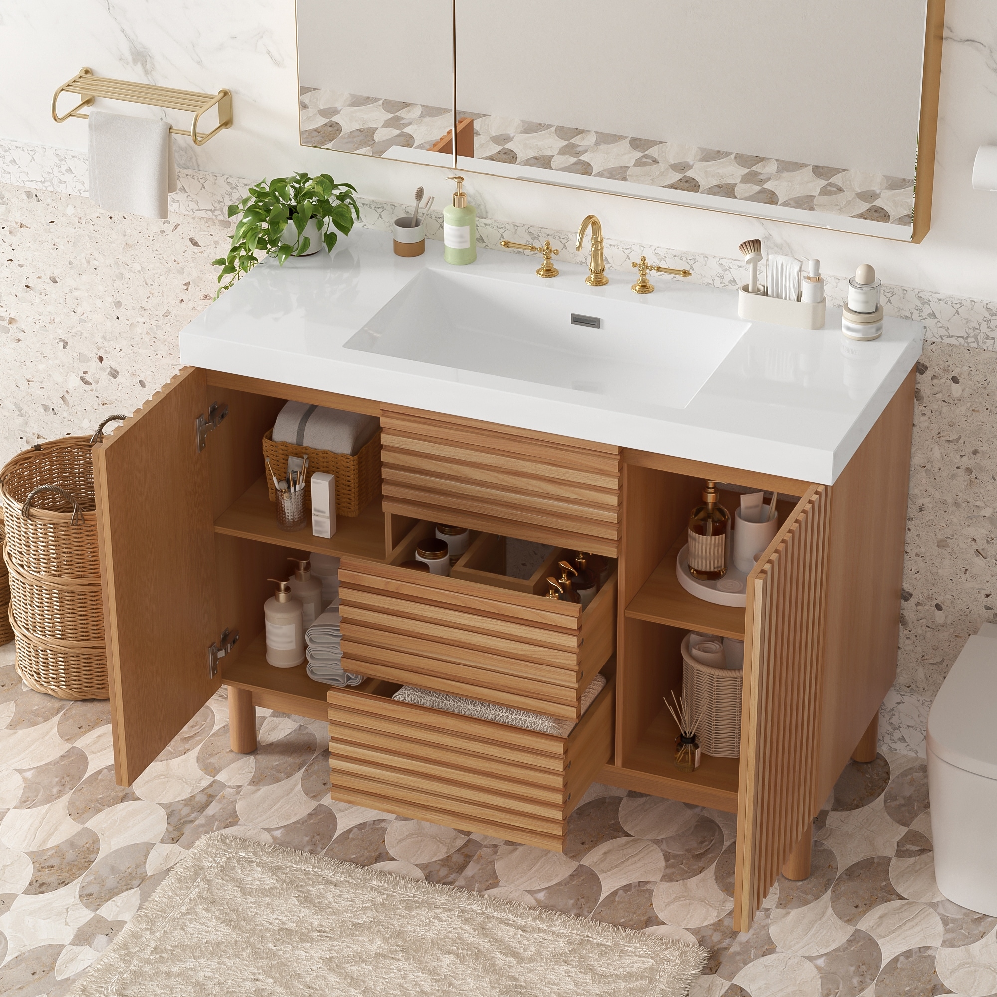 Bathroom Vanity Single/ Double Sink Bath Storage Cabinet