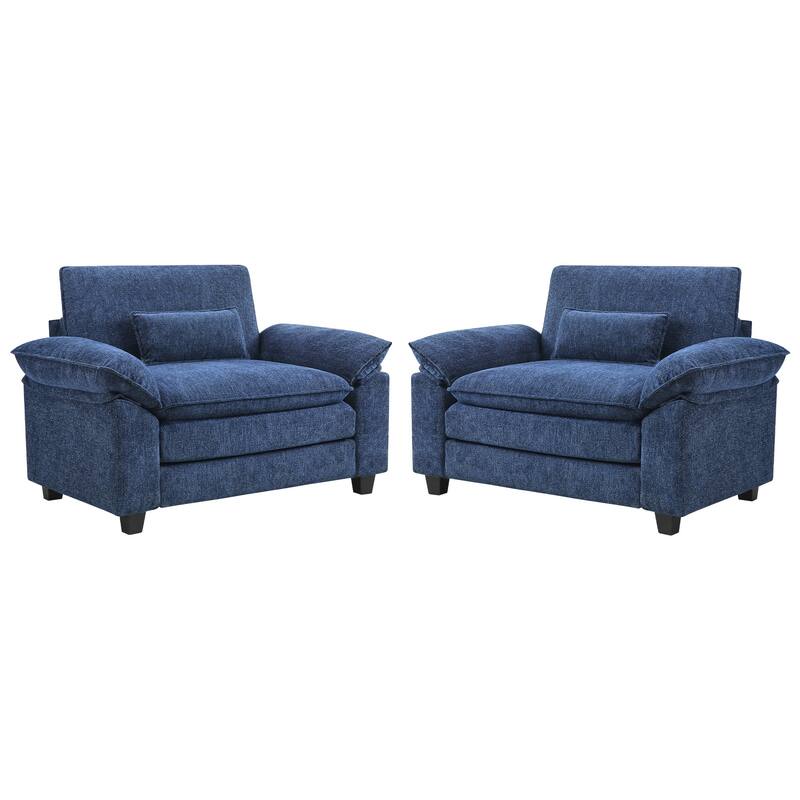 The Modern Reading Chair With Arms Pillows, Upholstered Armchair Accent chair Set of 2 - 52"W X 54.6"D X 34.6"H