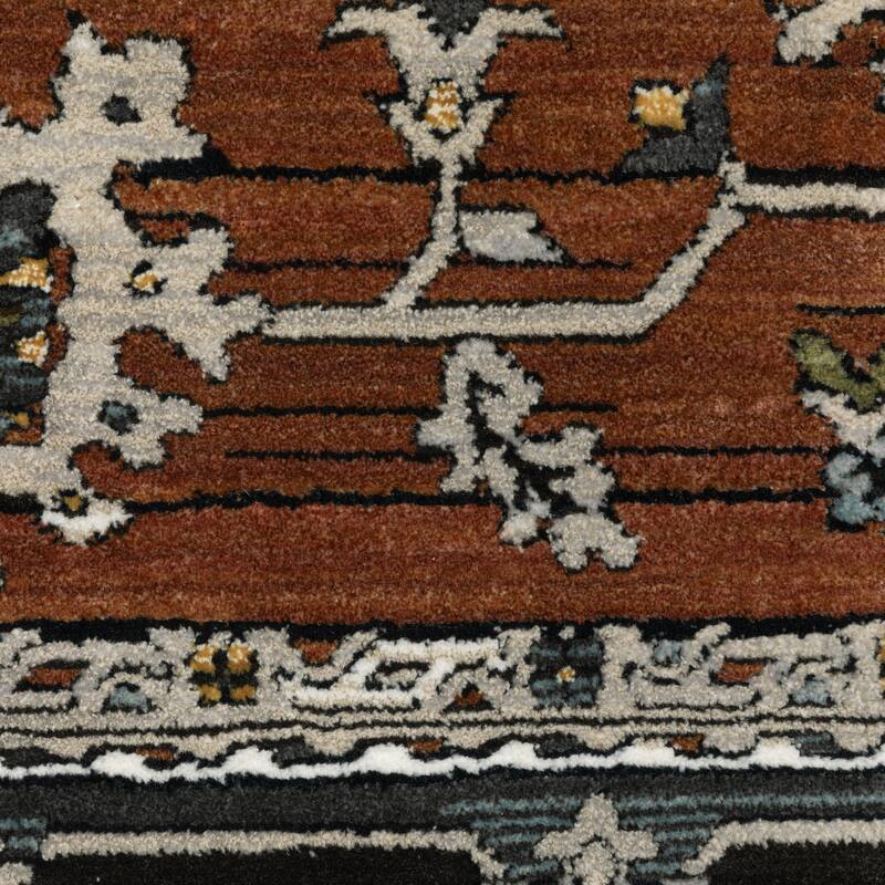 Style Haven Kellan Bordered Oriental Rust/ Grey Area Rug