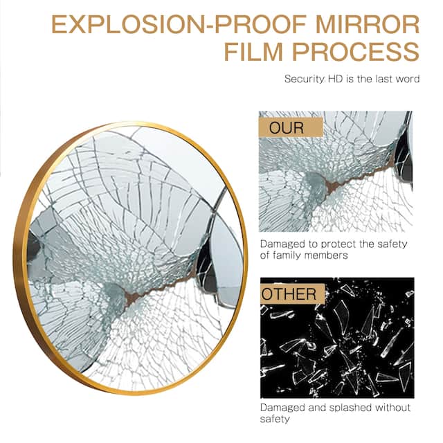 Neutypechic Modern Thin Frame Wall-Mounted Vanity Round Mirror