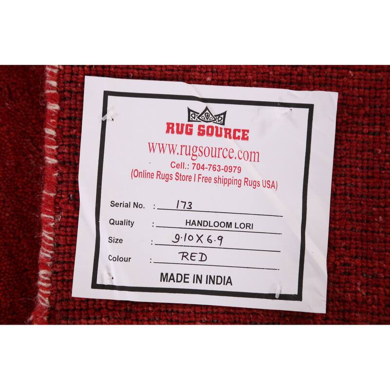 Hand Knotted Oriental 100% Wool Carpet Tribal Tribal Red Gabbeh Area Rug - 9' 10'' X 6' 9''