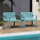 preview thumbnail 1 of 16, Outdoor Patio Chairs Set of 2 with Comfortable Curved Back and Seat - 25” x 24.5” x 27.5” Blue