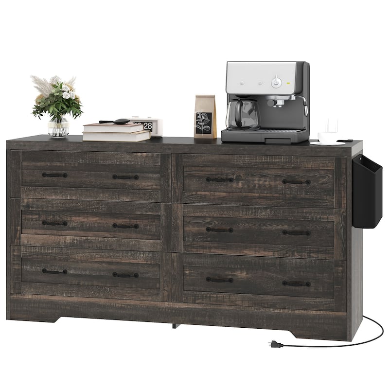 Moasis 6-Drawer 7-Drawer Double Dresser with Power Outlet and Organizer Bag