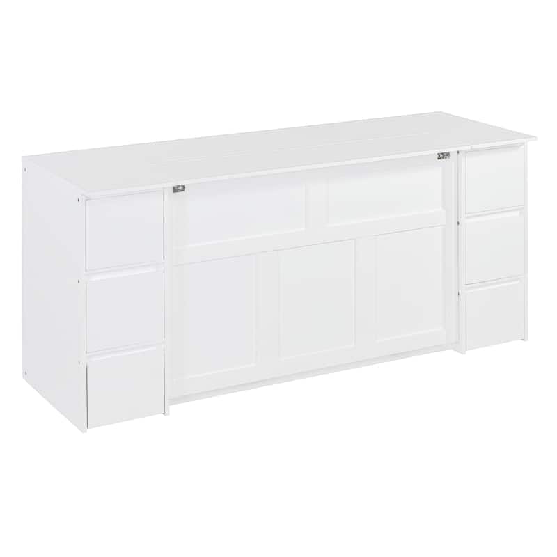 Modern Style Murphy Bed with Drawers, Cabinets and USB Ports for Bedroom