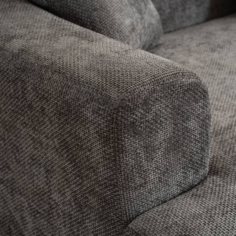 Curved Loveseat Sofa Corduroy Upholstered Couch with 3 Pillows for Living Room, Floor U-shape Settee Cloud Chaise Lounge