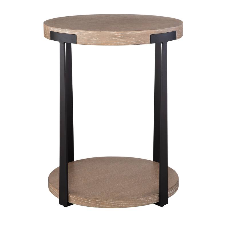Round Top Double Platform Side Table - 24" - Bronze Finish