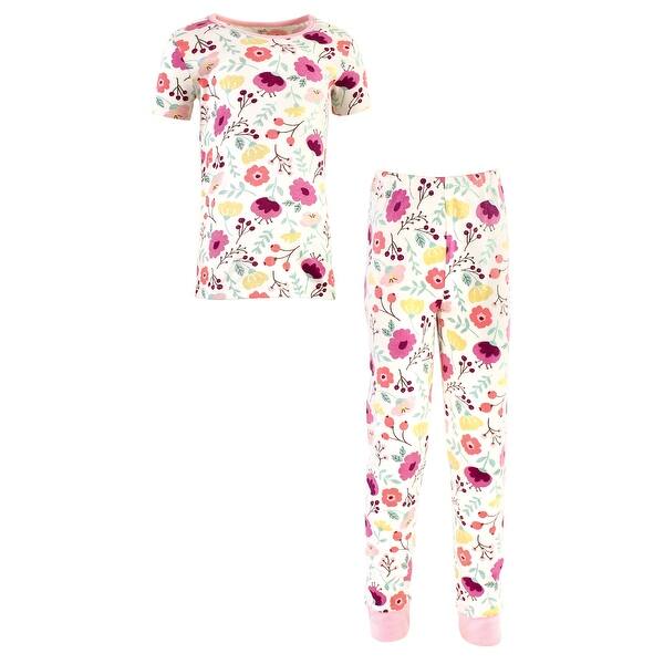 slide 1 of 1, Touched by Nature Baby Girl Organic Cotton Tight-Fit Pajama Set, Botanical 12-18 Months - Botanical