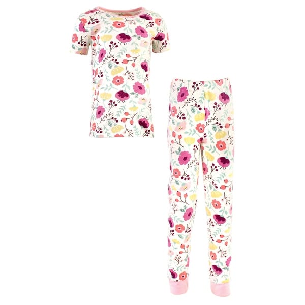 slide 1 of 1, Touched by Nature Toddler and Kids Girl Organic Cotton Tight-Fit Pajama Set, Botanical 2T